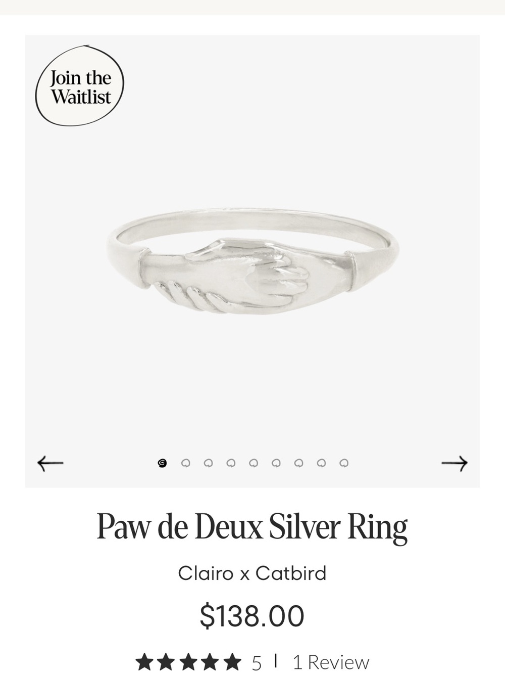ISO Catbird Clairo Paw de Deux Ring